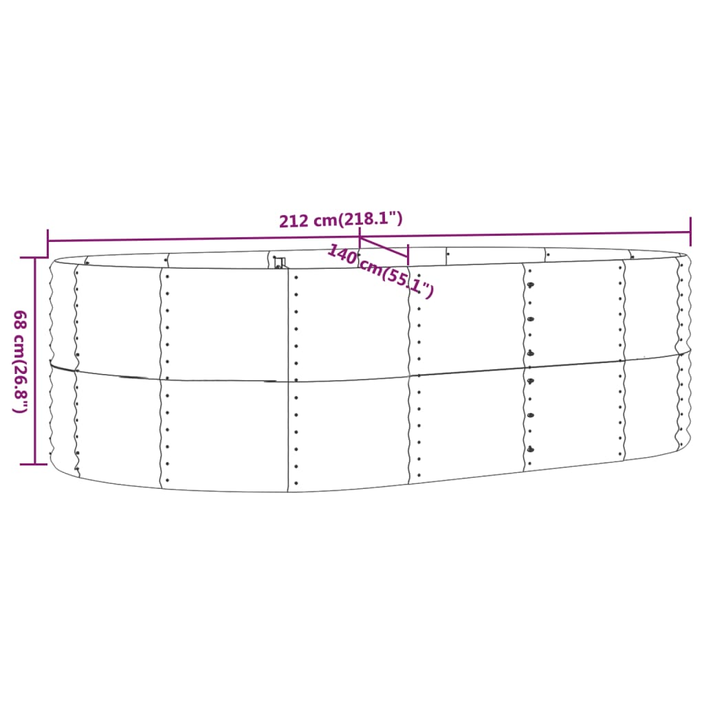 Letto Giardino Acciaio Verniciato Polvere 212x140x68 cm Grigio - homemem39