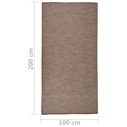 Tappeto da Esterni a Tessitura Piatta 100x200 cm Marrone