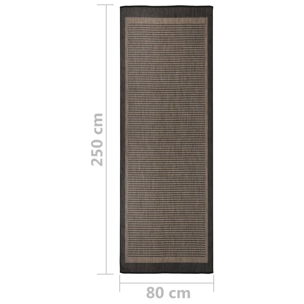 Tappeto da Esterni a Tessitura Piatta 80x250 cm Marrone Scuro - homemem39