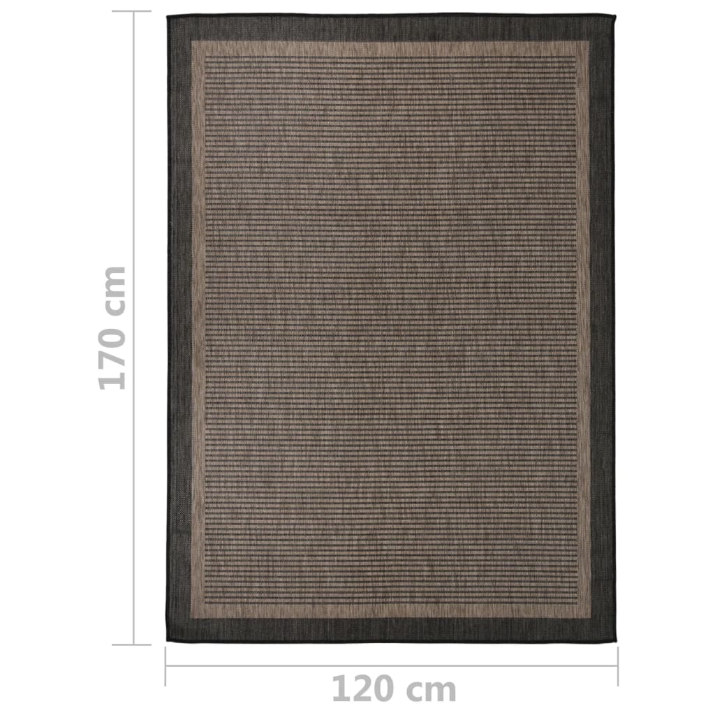 Tappeto da Esterni a Tessitura Piatta 120x170 cm Marrone Scuro - homemem39