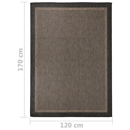 Tappeto da Esterni a Tessitura Piatta 120x170 cm Marrone Scuro