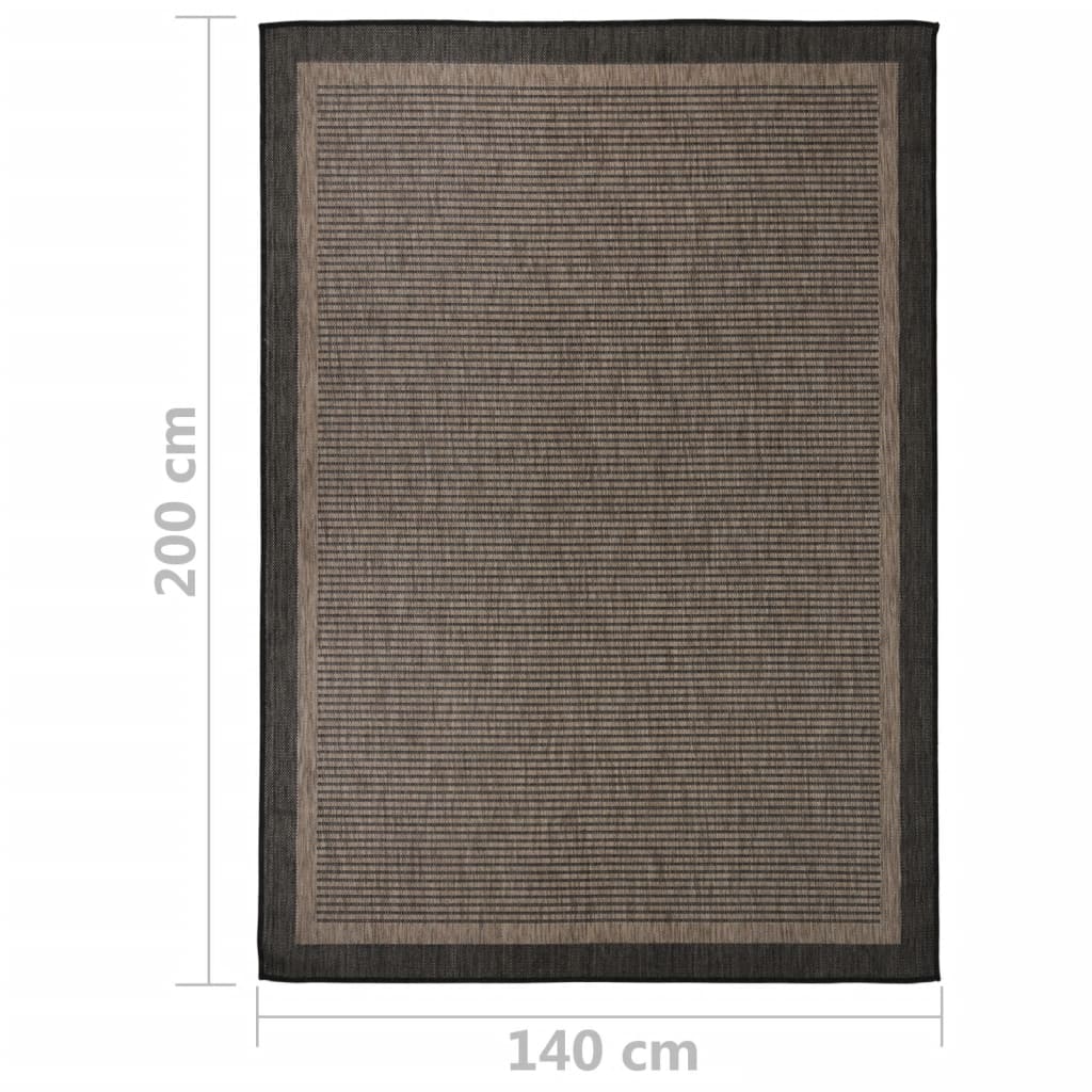 Tappeto da Esterni a Tessitura Piatta 140x200 cm Marrone Scuro - homemem39