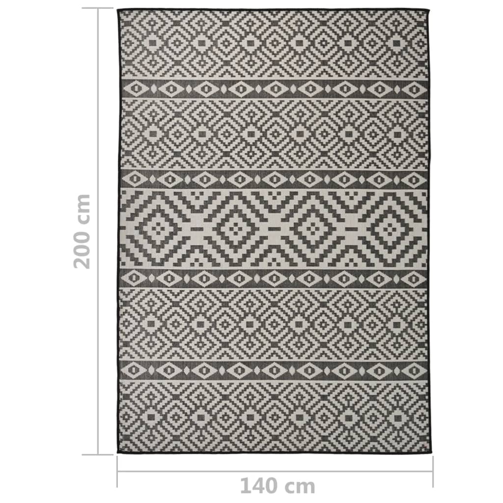 Tappeto da Esterni a Tessitura Piatta 140x200 cm Strisce Nere - homemem39