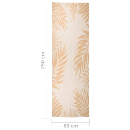 Tappeto da Esterni a Tessitura Piatta 80x250 cm Motivo a Foglie - homemem39