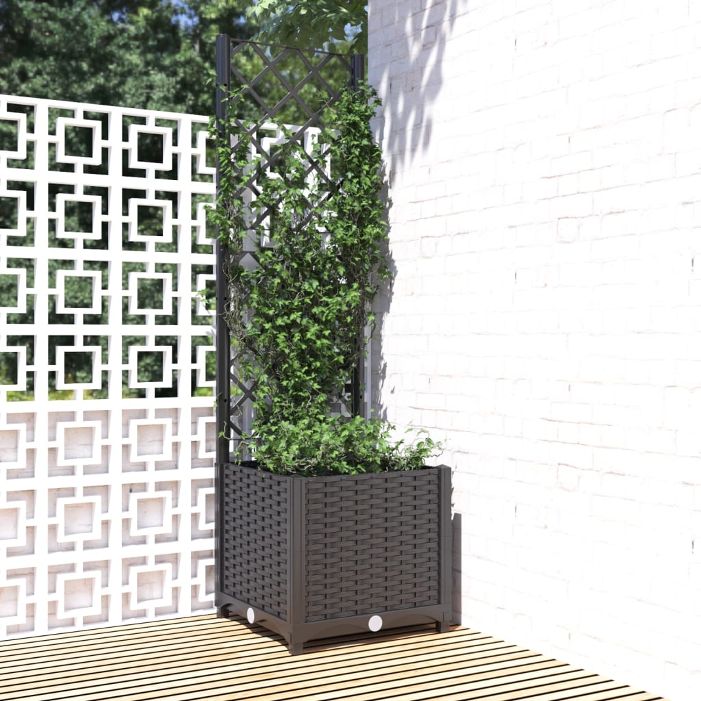 Fioriera da Giardino con Graticcio Nero 40x40x136 cm in PP - homemem39