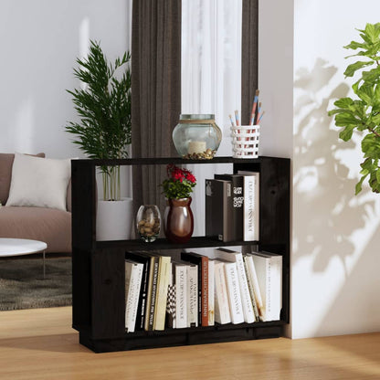 Libreria/Divisorio Nero 80x25x70 cm in Legno Massello di Pino - homemem39