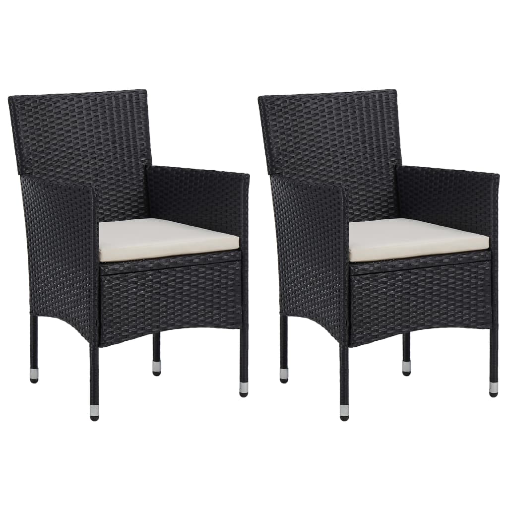 Sedie da Pranzo per Giardino 2 pz in Polyrattan Nero - homemem39