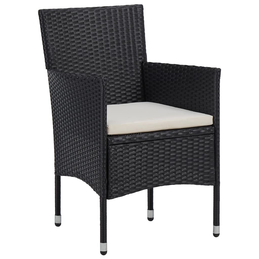 Sedie da Pranzo per Giardino 2 pz in Polyrattan Nero - homemem39