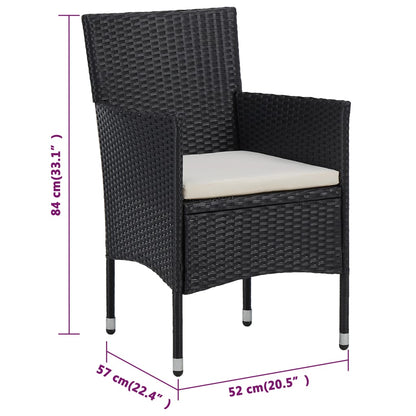 Sedie da Pranzo per Giardino 2 pz in Polyrattan Nero - homemem39