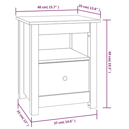 Comodino 40x35x49 cm in Legno Massello di Pino