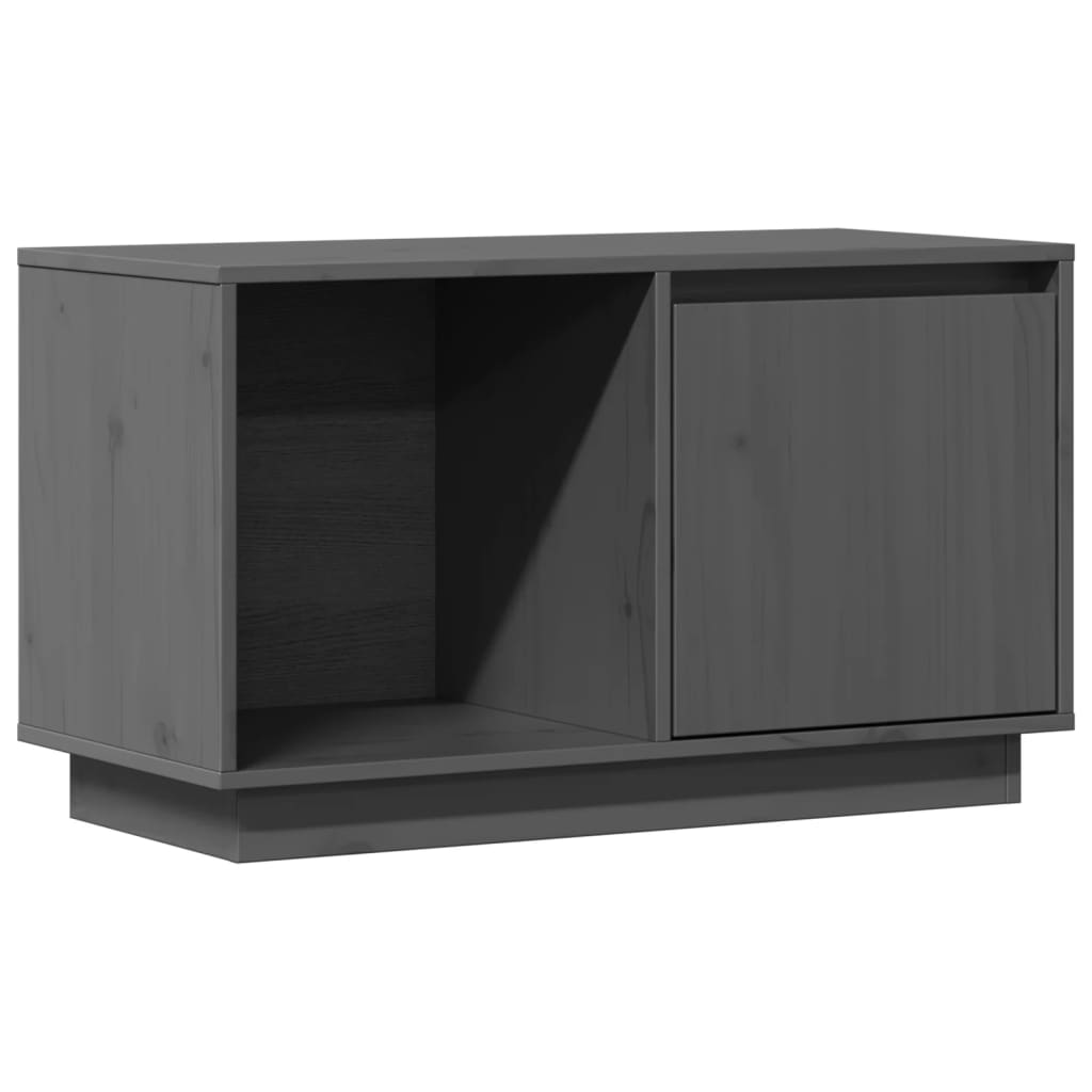 Mobile Porta TV Grigio 74x35x44 cm in Legno Massello di Pino - homemem39