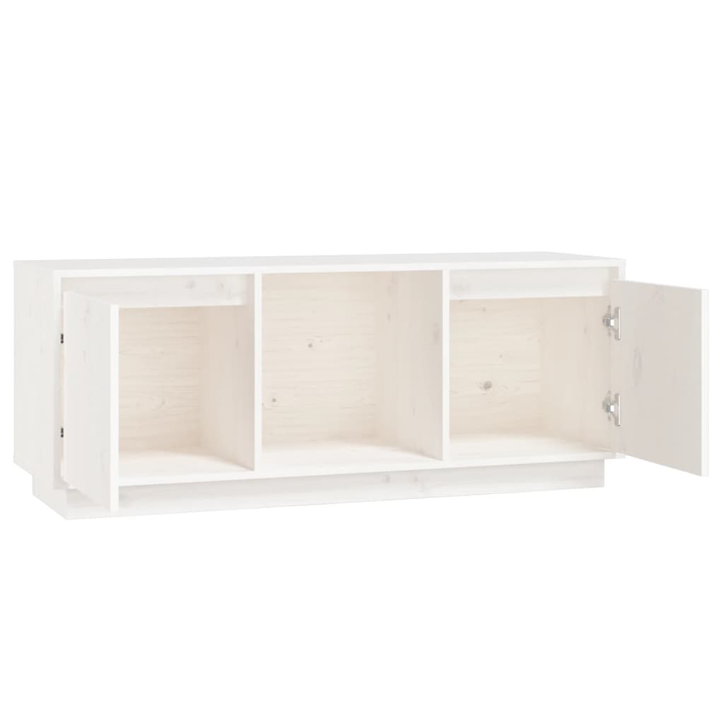 Mobile Porta TV Bianco 110,5x35x44 cm in Legno Massello di Pino - homemem39