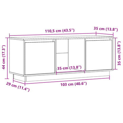 Mobile Porta TV Grigio 110,5x35x44 cm in Legno Massello di Pino - homemem39