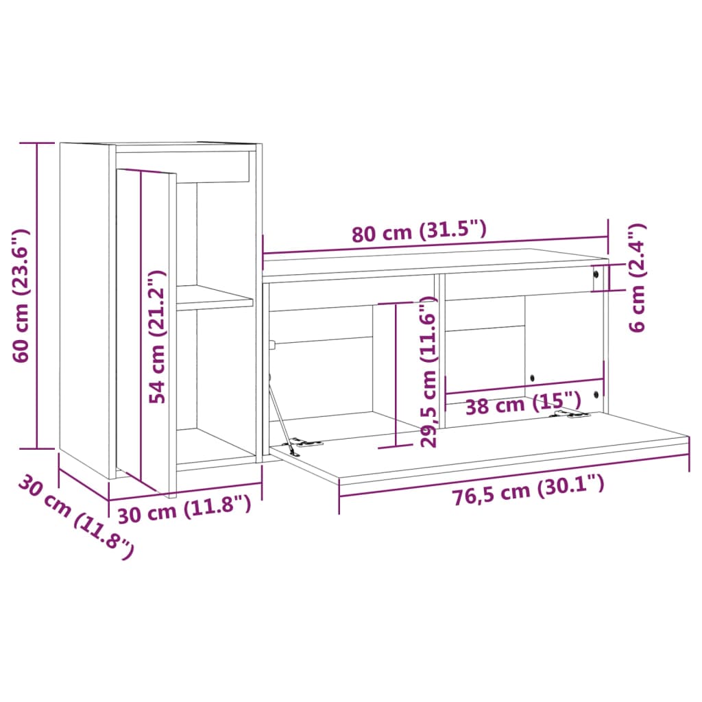 Mobili Porta TV 2 pz in Legno Massello di Pino