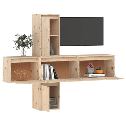 Mobili Porta TV 5 pz in Legno Massello di Pino