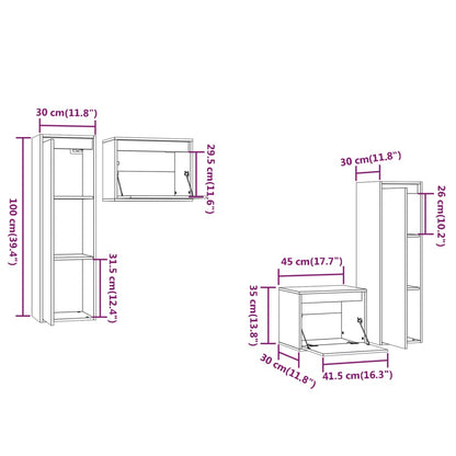 Mobili Porta TV 4 pz in Legno Massello di Pino - homemem39