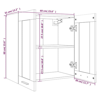 Pensile in Vetro Grigio Sonoma 60x31x60 cm Legno Multistrato