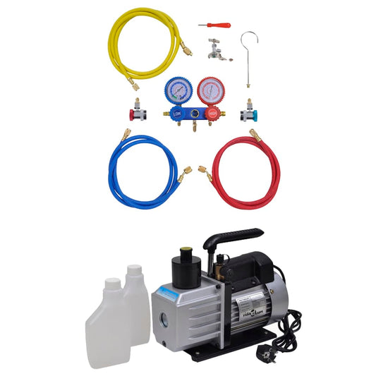 Kit Pompa di Aspirazione 50 L/min con Manometro a 2 Vie - homemem39