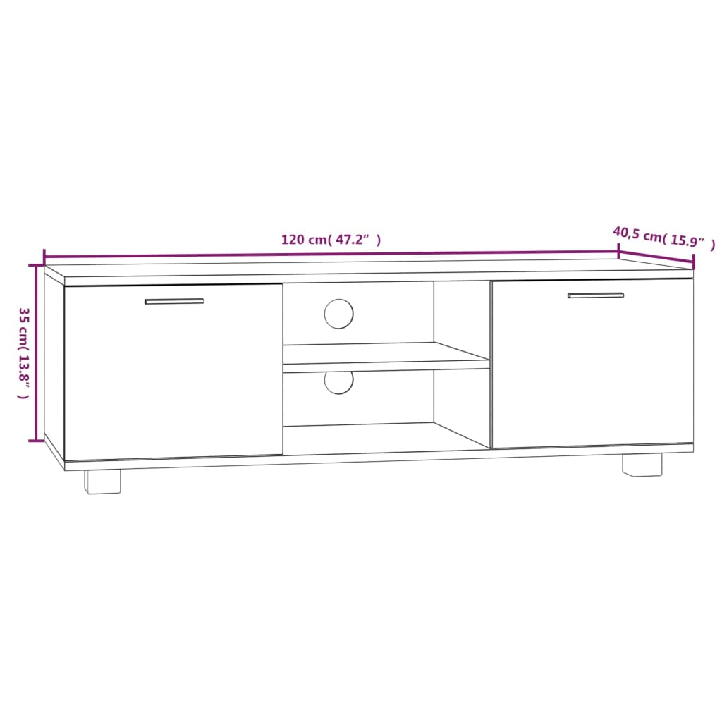 Mobile TV Rovere Fumo 120x40,5x35 cm in Legno Multistrato