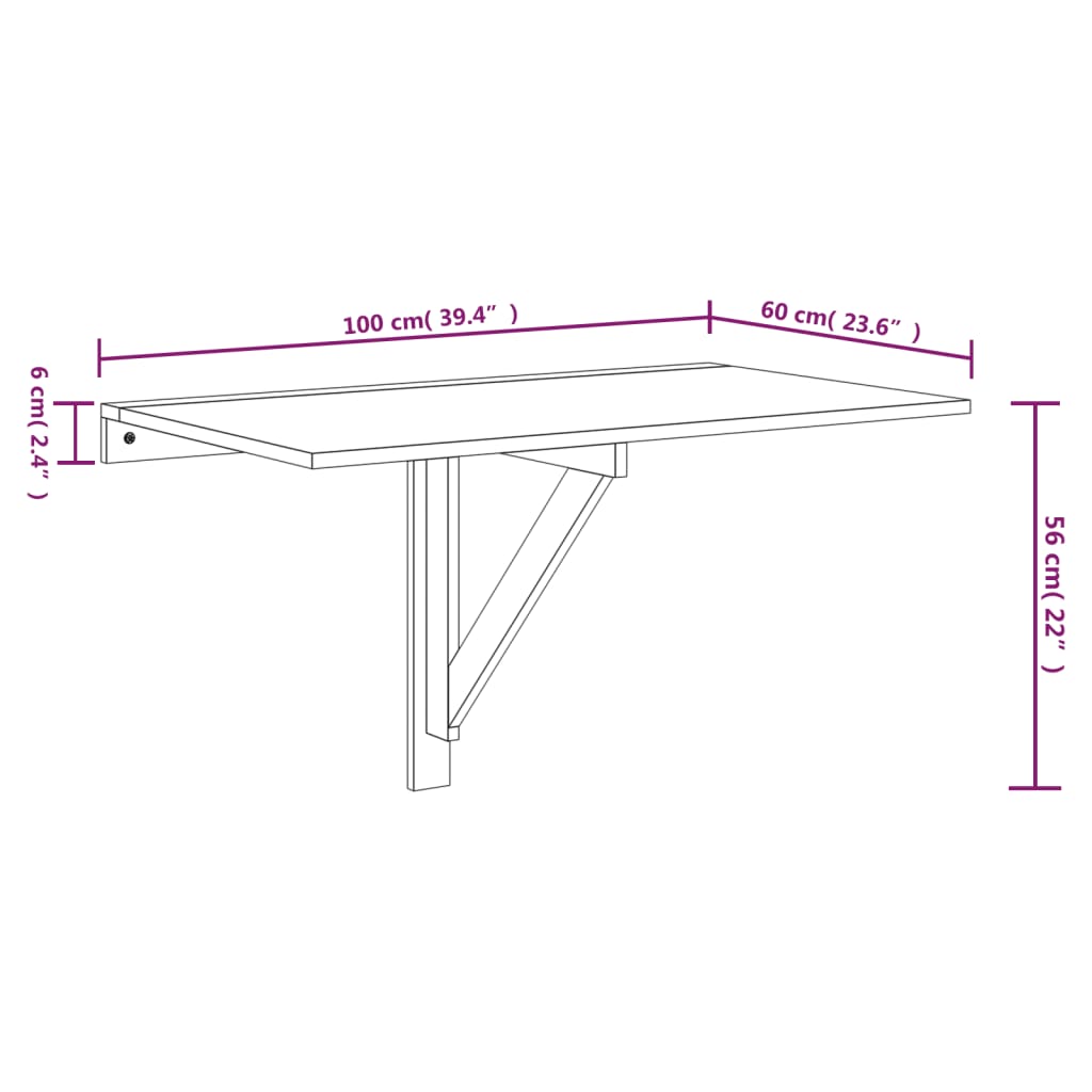 Tavolino Muro Pieghevole Grigio Cemento 100x60x56cm Multistrato - homemem39