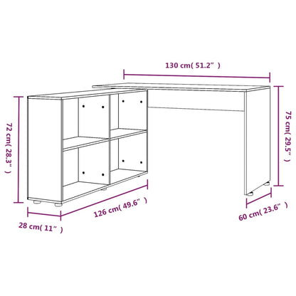 Scrivania ad Angolo Rovere Fumo in Legno Multistrato - homemem39