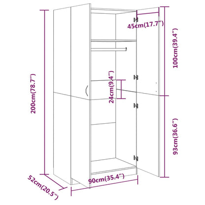 Armadio Rovere Fumo 90x52x200 cm in Legno Multistrato - homemem39