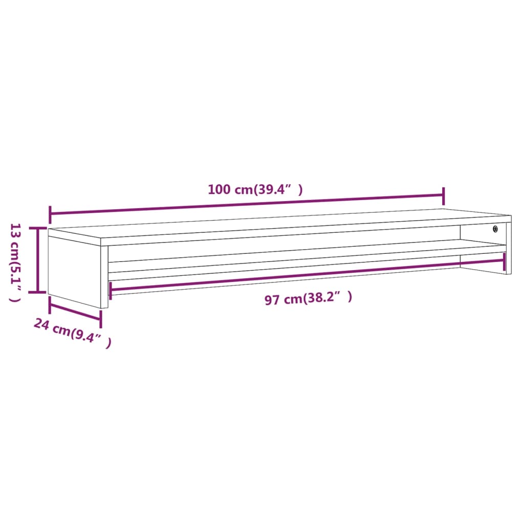 Supporto Monitor Rovere Marrone 100x24x13 cm Legno Multistrato