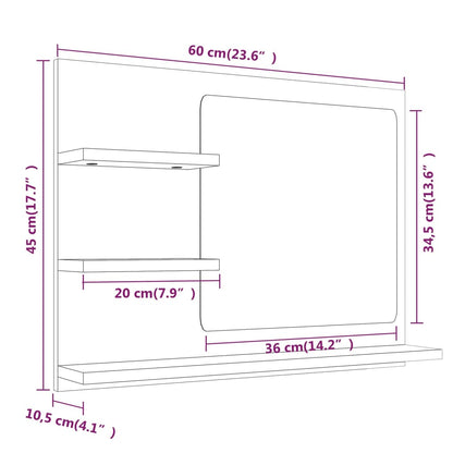 Specchio da Bagno Rovere Fumo 60x10,5x45cm in Legno Multistrato - homemem39