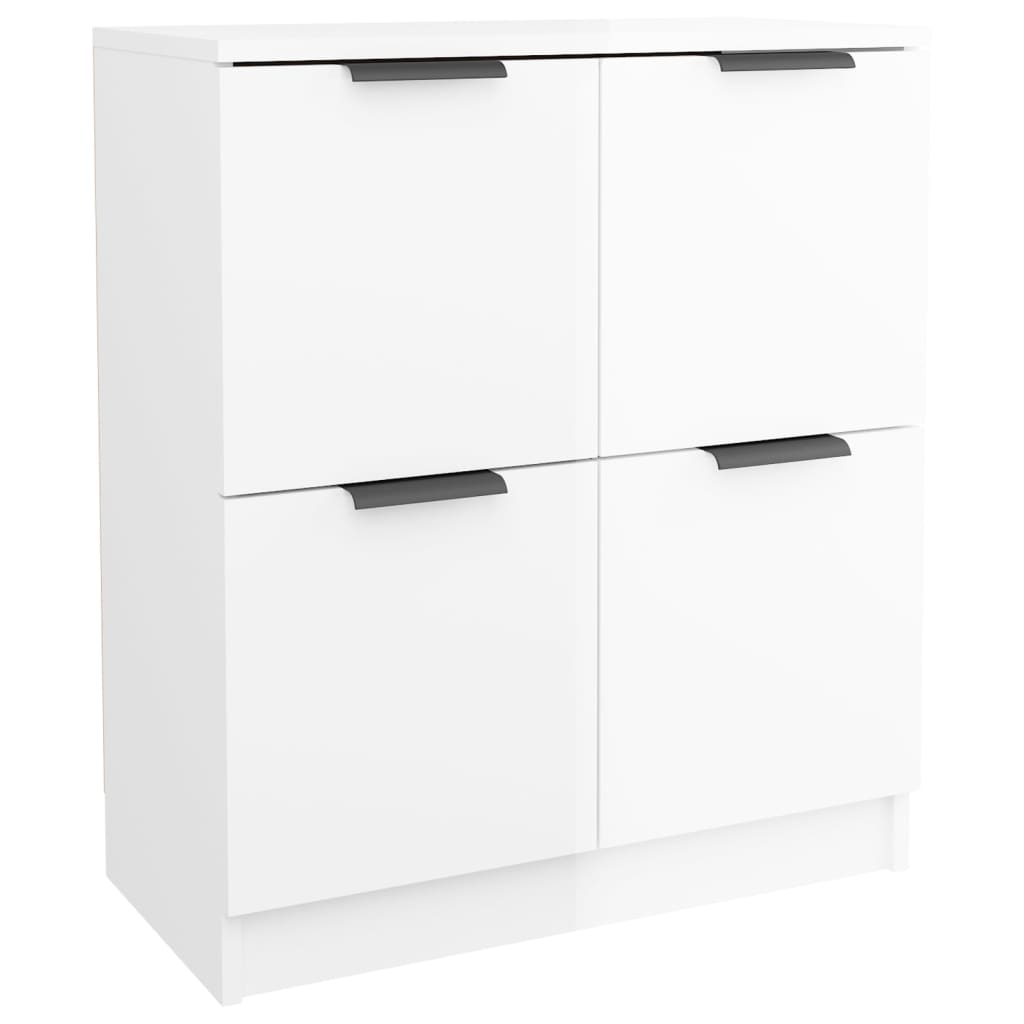 Credenza Bianco Lucido 60x30x70 cm in Legno Multistrato