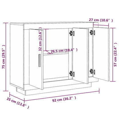 Credenza Rovere Sonoma 92x35x75 cm in Legno Multistrato