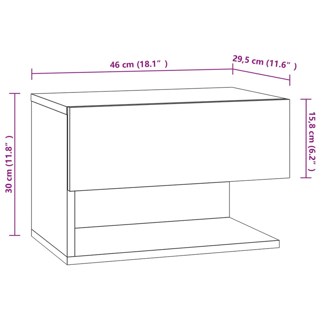 Comodini a Muro 2 pz Rovere Marrone