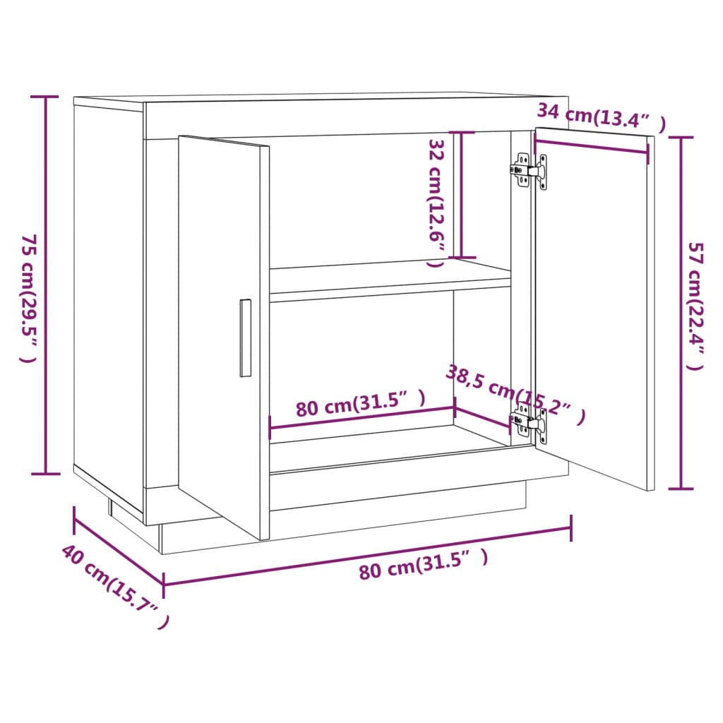 Credenza Rovere Marrone 80x40x75 cm in Legno Multistrato - homemem39