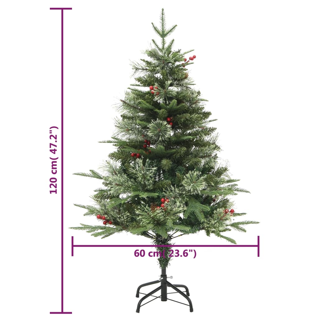 Albero di Natale Preilluminato con Pigne Verde 120 cm PVC e PE - homemem39