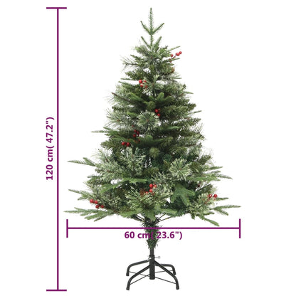 Albero di Natale Preilluminato con Pigne Verde 120 cm PVC e PE - homemem39