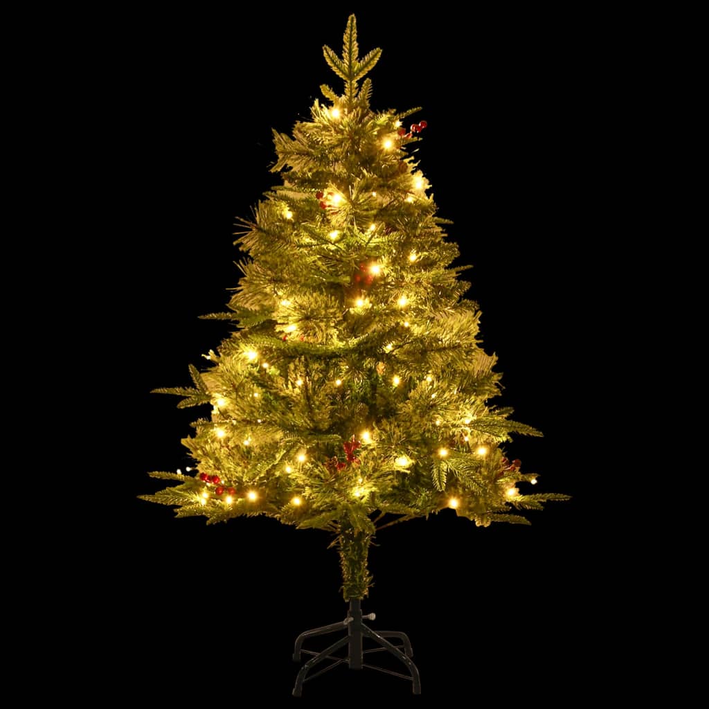 Albero di Natale Preilluminato con Pigne Verde 120 cm PVC e PE - homemem39