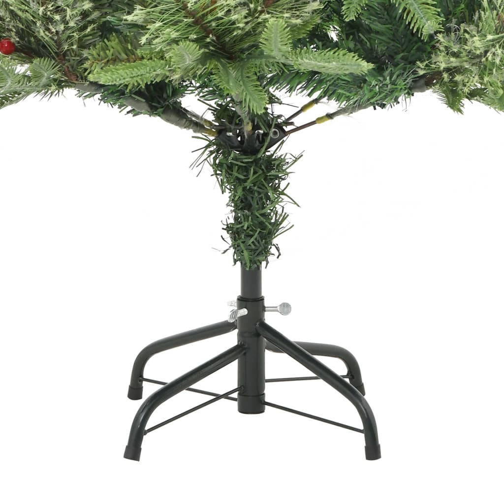 Albero di Natale Preilluminato con Pigne Verde 120 cm PVC e PE