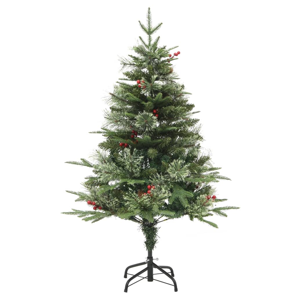 Albero di Natale Preilluminato con Pigne Verde 150 cm PVC e PE