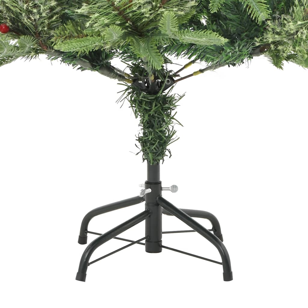 Albero di Natale Preilluminato con Pigne Verde 150 cm PVC e PE