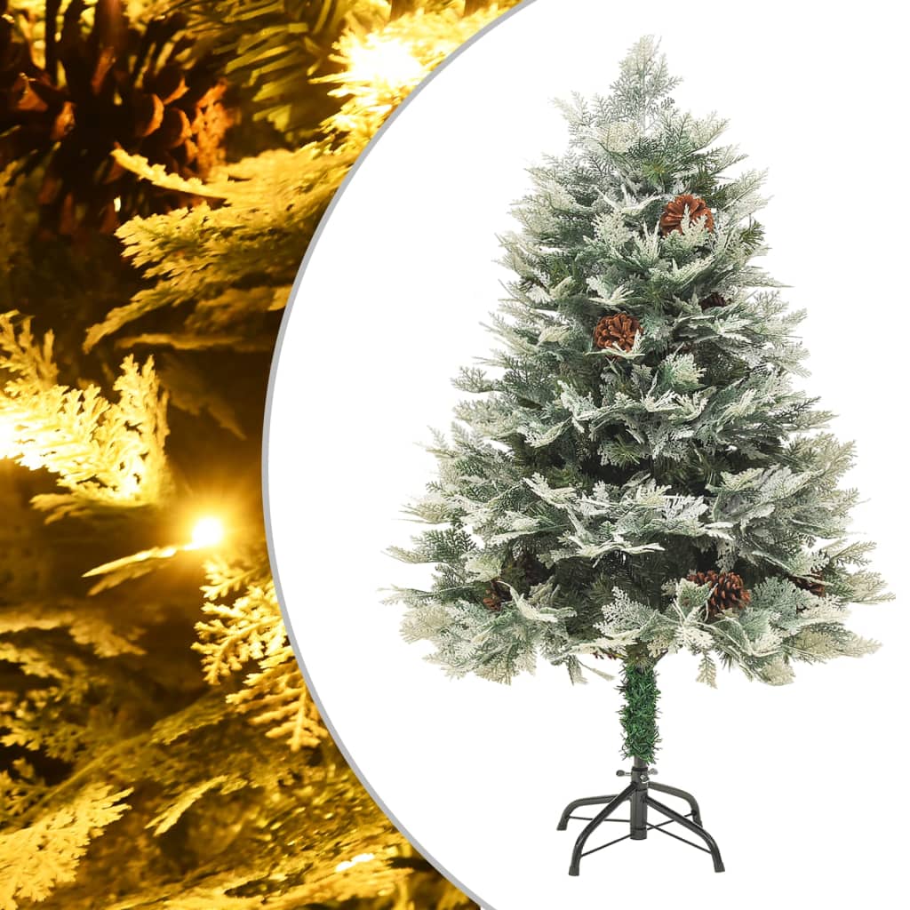 Albero di Natale Preilluminato con Pigne Verde 120 cm PVC e PE - homemem39