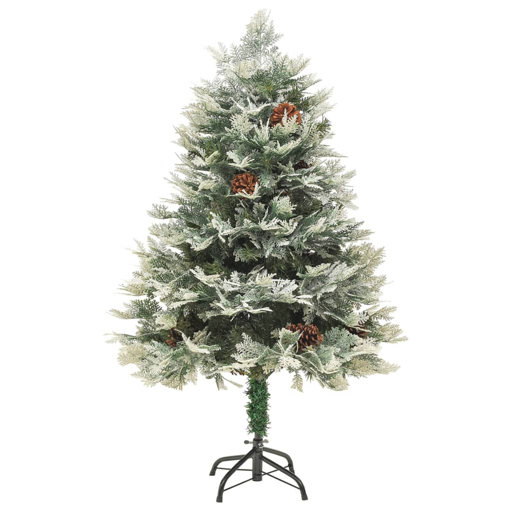 Albero di Natale Preilluminato con Pigne Verde 120 cm PVC e PE - homemem39