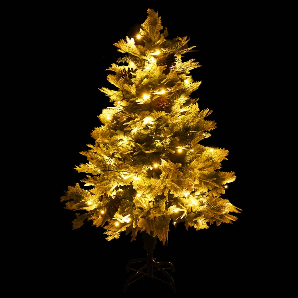 Albero di Natale Preilluminato con Pigne Verde 120 cm PVC e PE - homemem39