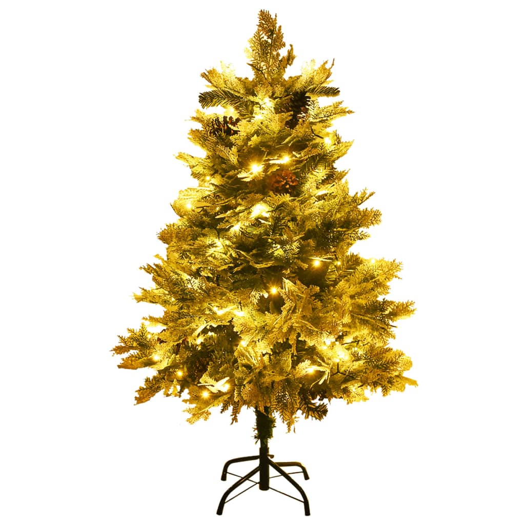 Albero di Natale Preilluminato con Pigne Verde 120 cm PVC e PE - homemem39