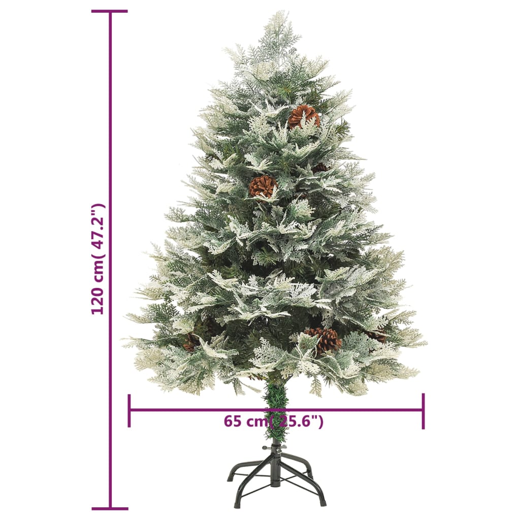 Albero di Natale Preilluminato con Pigne Verde 120 cm PVC e PE