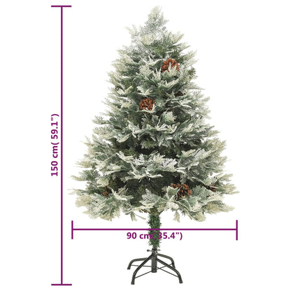 Albero di Natale Preilluminato con Pigne Verde 150 cm PVC e PE - homemem39