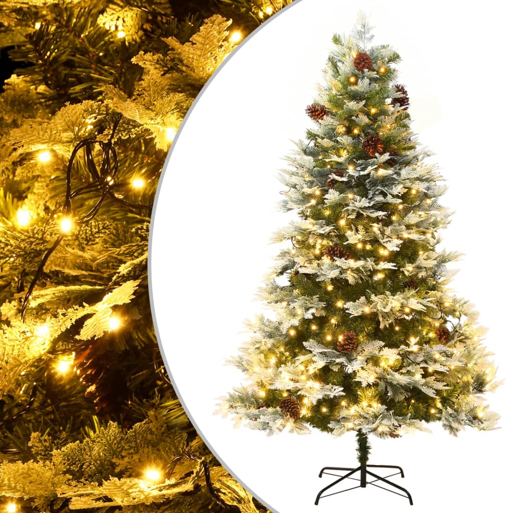 Albero di Natale Preilluminato con Pigne Verde 195 cm PVC e PE - homemem39