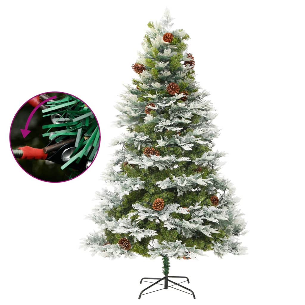 Albero di Natale Preilluminato con Pigne Verde 195 cm PVC e PE - homemem39