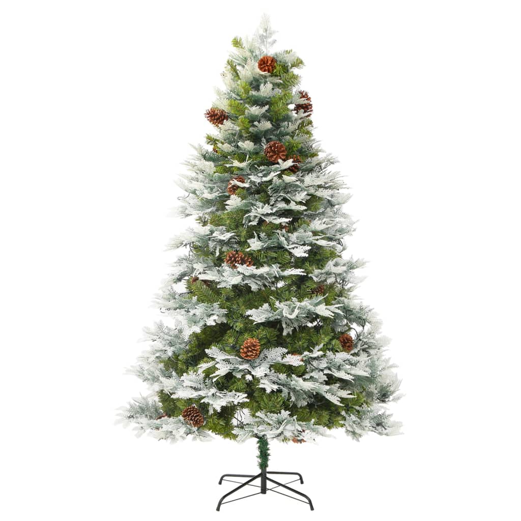 Albero di Natale Preilluminato con Pigne Verde 195 cm PVC e PE - homemem39