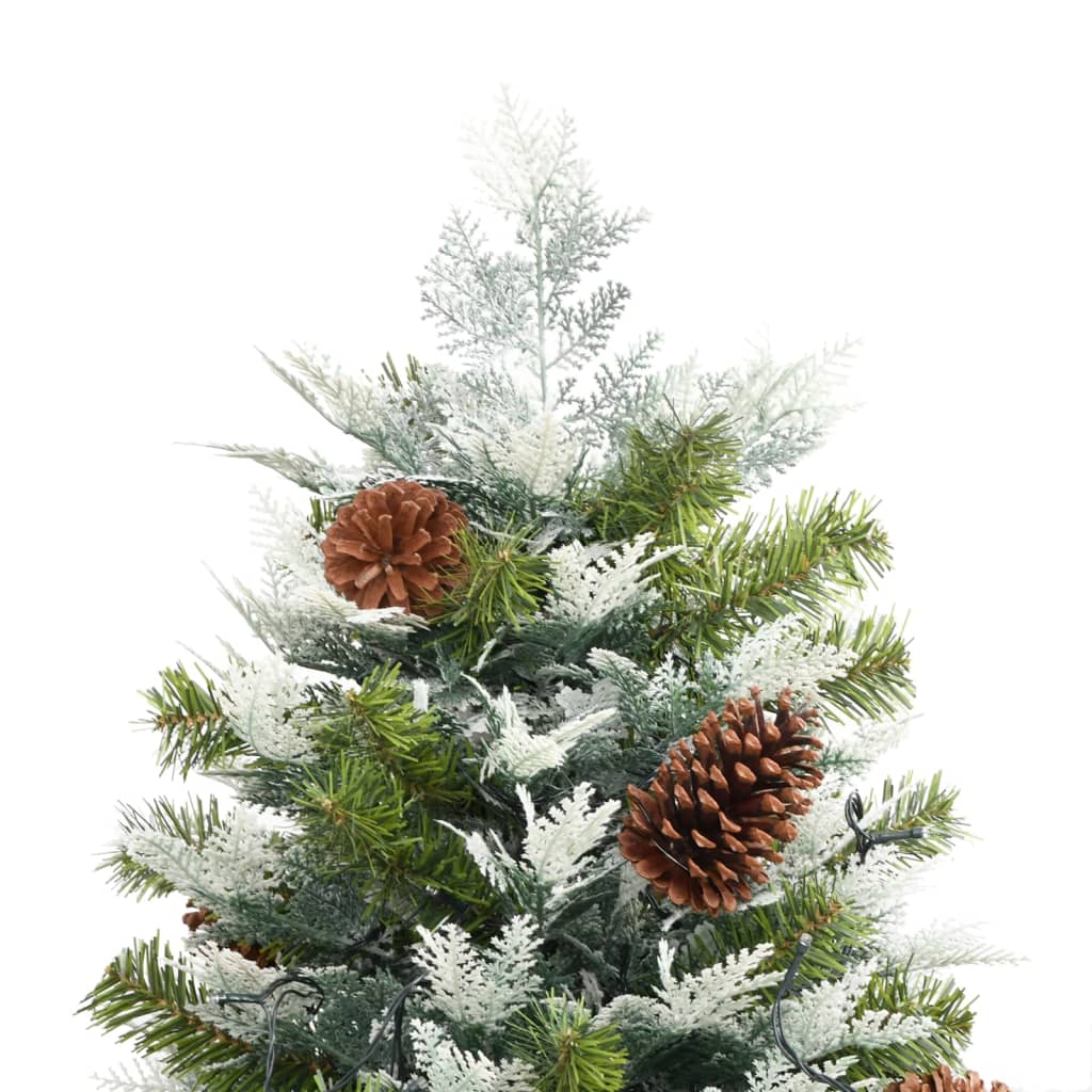 Albero di Natale Preilluminato con Pigne Verde 195 cm PVC e PE