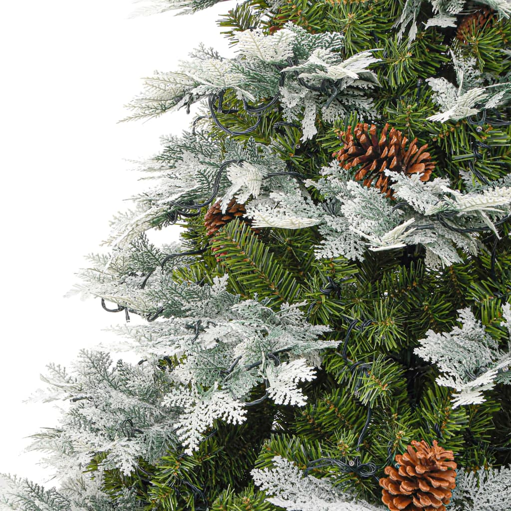 Albero di Natale Preilluminato con Pigne Verde 225 cm PVC e PE