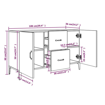 Credenza Rovere Sonoma 100x36x60 cm in Legno Multistrato